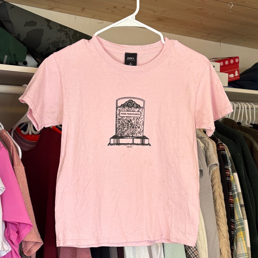 Obey Light Pink Women’s Tee with Graphic